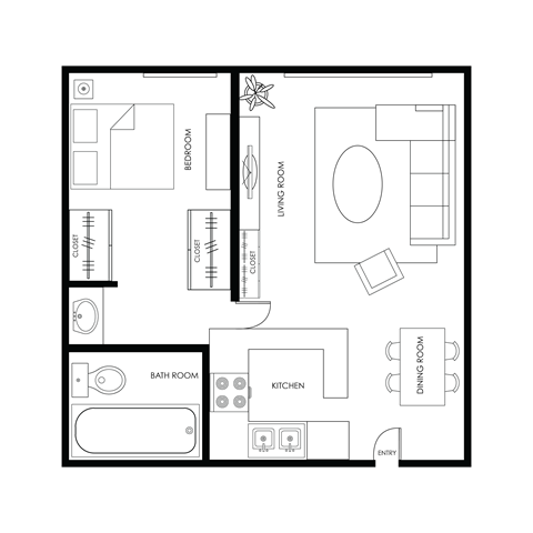 Floor plan for 2 beds, 2 baths, 900 sqft